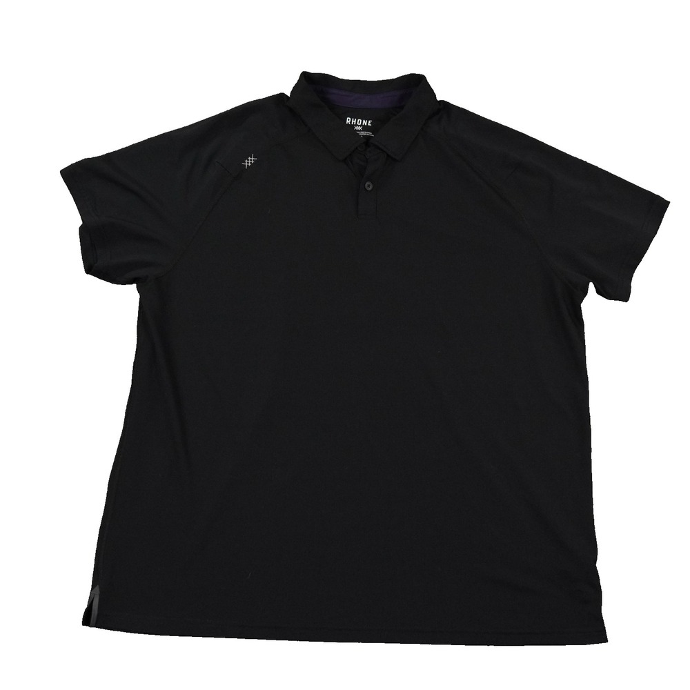 Rhone Delta Pique Polo Shirt Mens XXL Black Performance Golf Techwear Stretch